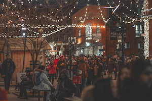 A shot of people in Christmas Market at 2019