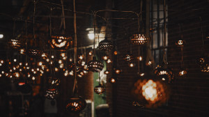 Balls hanging on the walkway