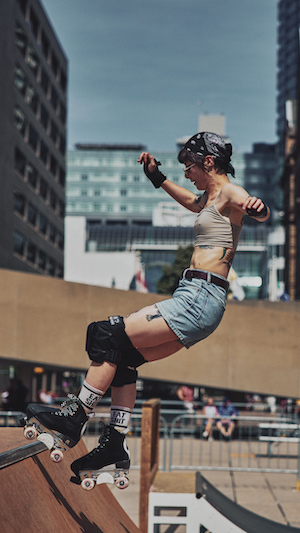 Roller skaters playing at Downtown, Toronto